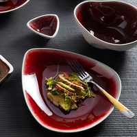 Service de vaisselle en porcelaine, assiettes japonaises, service de vaisselle, assiettes en porcelaine émaillée, ensembles de vaisselle rouge, Restaurant