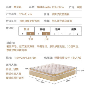Colchón de Látex con Muelles Ensacados, Soporte Firme y Transpirable para Niños, Colección Master 1898 - Product Image 4