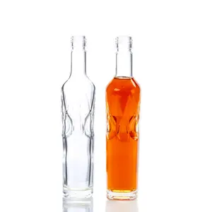 Garrafa de licor de vidro redonda irregular personalizada 500ml 375ml 16oz Gengibre Suco Vinho Tequila Gin Vodka Garrafas de água