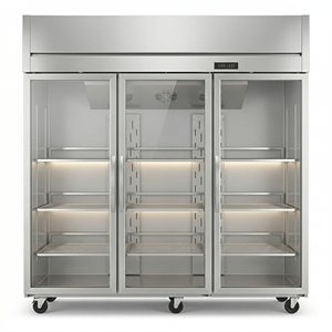 Congélateur commercial vertical en acier inoxydable avec porte vitrée, double température, refroidissement direct/par air, pour cuisine professionnelle - Product Image 5
