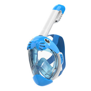 Máscara de Buceo de Cara Completa para Niños, Entrega Rápida, Antivaho, Impermeable, Canal de Entrada de Aire Más Grande, Color Azul Rosa, Talla XS, Silicona Líquida, PC - Product Image 5