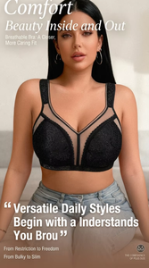 Soutien-gorge Confortable et Respirant <span class=keywords><strong>Grande</strong></span> <span class=keywords><strong>Taille</strong></span> à Bonnets Profonds en Dentelle Évidée Sans Armature Non Doublé en Nylon pour Femmes à Forte Poitrine - Product Image 6