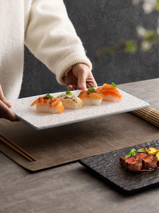 Piatto rettangolare in ceramica per Sushi negozio al dettaglio con piatto piatto di porcellana Color nero opaco piatto da portata Japandi Assiette - Product Image 2