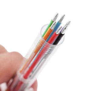 6-in-1 Multicolor Plastic Ballpoint <b>Pen</b> with Transparent Barrel Retractable Logo-Office & School Supplies Student Gifts - Product Image 3