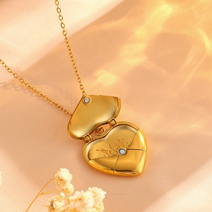 HOVANCI Women's Trendy New Personalised Couple Gift <strong>Jewelry</strong> Valentine's Day Forever <strong>Love</strong> Blank Heart Stainless Pendant Necklace - Product Image 5