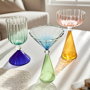 Rayé jus lait café crème glacée verre Dessert pouding eau boisson tasse côtelé Champagne vin Margarita <span class=keywords><strong>Martini</strong></span> verre à Cocktail - Product Image 1