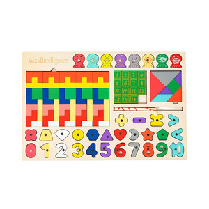 StarQmi Eco-friendly Wooden Tangram <b>Puzzle</b> Board Colorful DIY Jigsaw Brain Teaser Toy for Kids 3-6 Years Early Learning Cartoon - Product Image 1