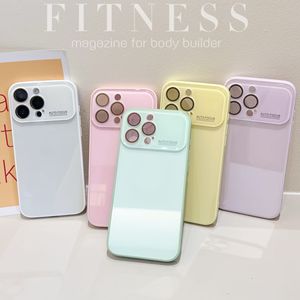 Coque de téléphone en verre brillant de couleur unie pour iPhone 17 Pro Max 16 15 <span class=keywords><strong>14</strong></span> 13 12 11 avec grande fenêtre et anti-traces de doigts - Product Image 2