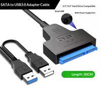Cable Adaptador USB3.0 Tipo C a SATA de Cobre, USB C a Disco Duro con Puerto de Alimentación CC, Convertidor para SSD/HDD de 2.5/3.5 Pulgadas