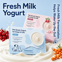 Yaourts fermentés pour animaux de compagnie au lait frais à 95 % avec postbiotiques pour chiens et chats, saveurs originales canneberge et argousier