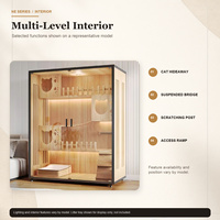 Villa de Lujo Moderna para Gatos de Madera Maciza y Cristal, de Múltiples Tamaños, Casa Interior para Mascotas, Jaula, Estructura para Escalar, Transpirable, Impermeable y Ecológica