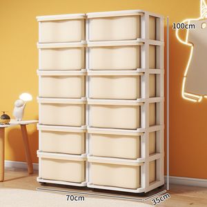 Organisateur de jouets pour enfants à 6 niveaux, armoire à roulettes en <span class=keywords><strong>plastique</strong></span> avec <span class=keywords><strong>12</strong></span> <span class=keywords><strong>tiroirs</strong></span> de rangement, commode pour vêtements de bébé pour la chambre à coucher - Product Image 1