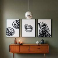 HAOWAI OEM/ODM Cheetah Wall Art Guépard Poster Toile Décor Noir et Blanc Luxe Fashion Poster Hypebeast Decor,8 Ball Print
