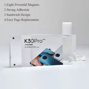 4x6, mesa transparente personalizada, doble lado inclinado, magnético, etiqueta de precio de pie, soporte de letrero acrílico, soporte para tiendas de teléfono, Buffet - Product Image 5