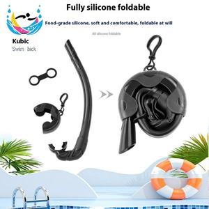 Tube respiratoire humide en silicone portable pour adultes, pliable, souple, avec coque rigide, accessoires de plongée en apnée et de natation - Product Image 2