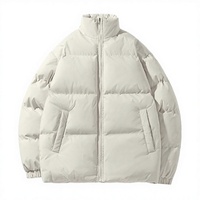 Blouson d'hiver unisexe coupe-vent matelassé en polaire, style bomber, pour l'extérieur, décontracté, à col montant, avec logo frontal, Tailles EU US