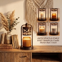 Lampe chauffe-cire à base ronde en métal noir cintrée, effet d'ombre, pour décoration intérieure style bohème et fermier, et idée cadeau