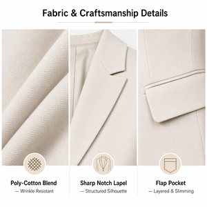 Ensemble de <span class=keywords><strong>tailleur</strong></span> pour femme, tenue de bureau élégante, 2 pièces, col en V, vêtements de travail professionnels formels, ensemble respirant en polyester et coton - Product Image 3