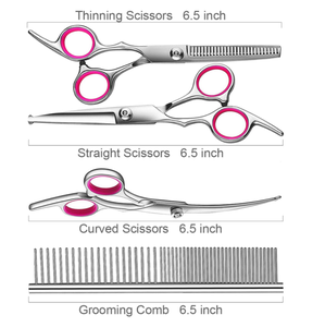 Kingtale 트렌드 제품 2024 신상품 개 액세서리 전문가 5 in 1 4CR 스테인레스 스틸 개 미용 가위 - Product Image 5