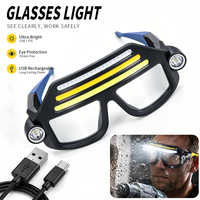 Lampe frontale à lunettes COB à 3 rangées, deux modèles : capteur et standard, lumière blanche, jaune, rouge, mode SOS stroboscopique, lumière mains libres pour lunettes