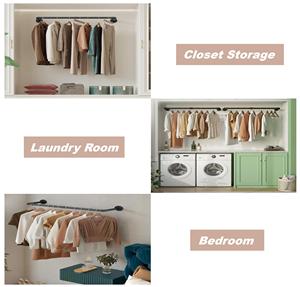 Ensemble de 2 supports à vêtements en <span class=keywords><strong>tuyau</strong></span> <span class=keywords><strong>industriel</strong></span> noir à fixer au mur pour garde-robe, balcon, salon, présentoir de vente au détail, buanderie - Product Image 6