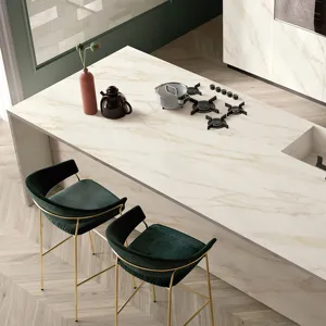 Calacata Gold Marble Large Porcleian Slab Dining Floor and Wall Kitchen Countertop Jumbo Sintered Stone