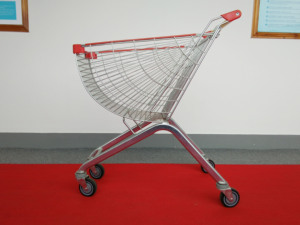 Chariot à achats de supermarché avec le matériel en acier durable du mobile quatre roues 65L - Product Image 5