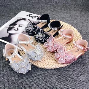 Chaussures habillées à semelle en caoutchouc pour mariage et fête, sandales plates de princesse pour enfants et tout-petits avec strass - Product Image 2
