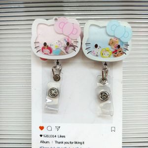 Porte-<span class=keywords><strong>badge</strong></span> en acrylique à motif de chat de dessin animé avec pinces crocodiles, accessoires pour infirmières et personnel médical, porte-badges rétractables à personnage - Product Image 4