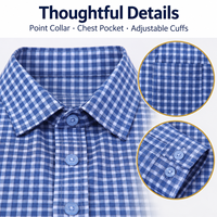 Chemises à carreaux pour hommes, manches longues, 50% coton, 50% polyester, boutonnées, style business décontracté, pour le bureau, vente en gros, marque privée, taille US