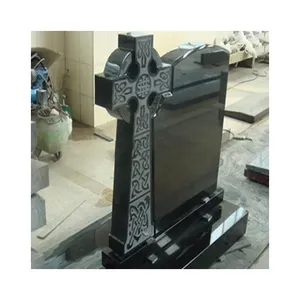 Cemetery Gravestone Black Granite Celtic Cross Shape Design Tombstones Headstone