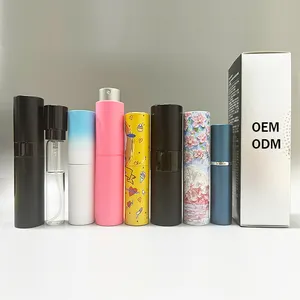 Kustom desain baru putar parfum atomizer 8ml 10ml 15ml aluminium perjalanan kaca semprot parfum botol isi ulang