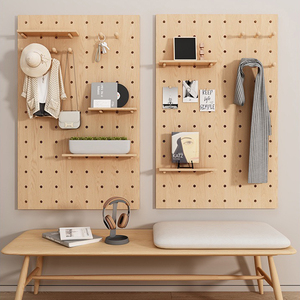 Tablero de clavijas de madera Tablero de clavijas de pared Estante Tablero de clavijas para juegos Estantes flotantes Ganchos de pared con colgador de pared de estante - Product Image 2