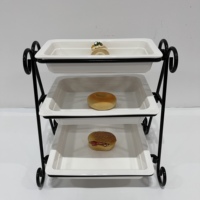 Buffet moderne à 3 étages pour la restauration, plateaux de fête en porcelaine, 3 pièces, présentoir pour gâteaux aux fruits et desserts