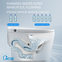 Vente directe cuvette de toilette allongée intelligente monobloc sans chauffage électrique avec capteur de rinçage des fesses féminines lavage monté au sol