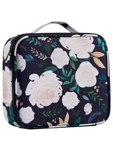 Large Capacity Floral Cosmetic Travel <b>Case</b> with Removable Dividers Portable <b>Makeup</b> Bags Handheld <b>Makeup</b> Artist Organizer Bag - Product Image 6
