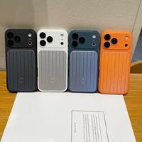 Funda de Teléfono de Lujo con Forma de Maleta de TPU+PC para 17 Pro Max/16 Pro Max/15 Pro Max, Soporte Magnético con Anillo, Diseño de Rayas de Equipaje, Acabado Mate