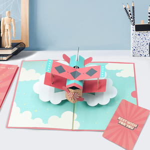 Tarjeta de Felicitación 3D Pop-Up al por Mayor con Tarjeta de Notas en Blanco, Sobre, Impresión Personalizada en Papel, Impresión UV con Molde de Avión, Estampado Dorado - Product Image 5