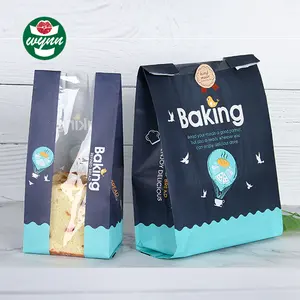 Bakery Sliced Bread Toast Cake Food Window Kraft Paper Packaging Bag
