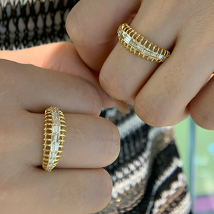 อาซูโอ 18K ทองคำแท้สีเหลืองเพชรธรรมชาติ 0.40 กะรัต บริลเลียนท์ ปริ๊นเซส คัท คลาสสิค เลซ ริงส์สำหรับผู้หญิงงานหมั้น Au750 - Product Image 6