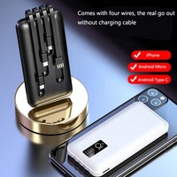Banques d'alimentation de luxe 20000mAh Batterie externe avec 4 câbles de charge Chargeur portable pour téléphone portable