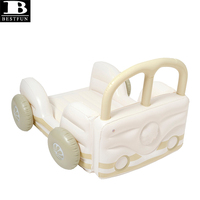 Lit gonflable portable pour enfants, matelas pneumatique crème et blanc pour l'été, idéal pour les voyages, les nuits d'enfants, la maison, le camping et les tentes extérieures