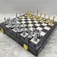 Jeu d'échecs de style marbre de haute qualité avec des pièces d'échecs en métal de 12 pouces et 2.2 pouces