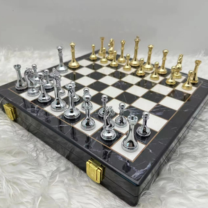 High Quality Marble Style <strong>Chess</strong> <strong>Set</strong> with 12 Inches and 2.2-inch <strong>Metal</strong> <strong>Chess</strong> Pieces - Product Image 5
