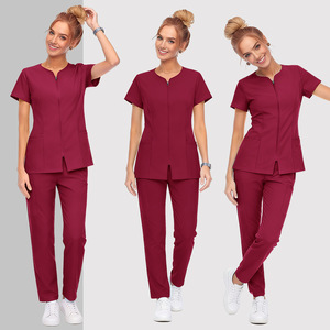 Women's Surgical Gown Nursing Set Pocketed <b>Top</b> Straight Leg Pants Moisture Wicking Clinical Uniform Hospital Wear - Product Image 4