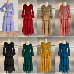 <span class=keywords><strong>Robe</strong></span> longue élégante violette unie, modeste, brodée, à manches longues, pour femme, style bohème, pour l'été, la plage, les invités ou les soirées, personnalisable OEM - Product Image 2