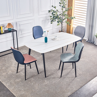 Chaise de salle à manger moderne en tissu avec base en métal chromé et structure en fer, mobilier pour la maison