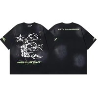 Penjualan Langsung Pabrik Kaos Trendy Hell Star NFC 260g Motif Hewan Katun Murni Pria Wanita Lengan Pendek Longgar Kasual Musim Panas
