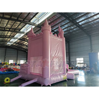 Château gonflable princesse rose pastel avec toboggan, château gonflable commercial pour mariage, location pour fêtes