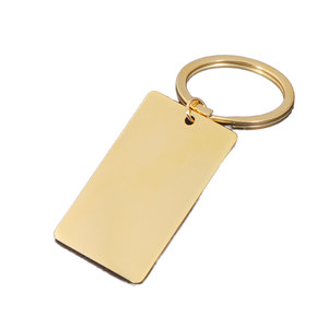 금속 개인 맞춤형 심플한 기하학적 직사각형 열쇠고리 액세서리 광택 태그 펜던트 - Product Image 1
